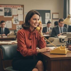 Vintage 70s Secretary Blouse with Tie Neck